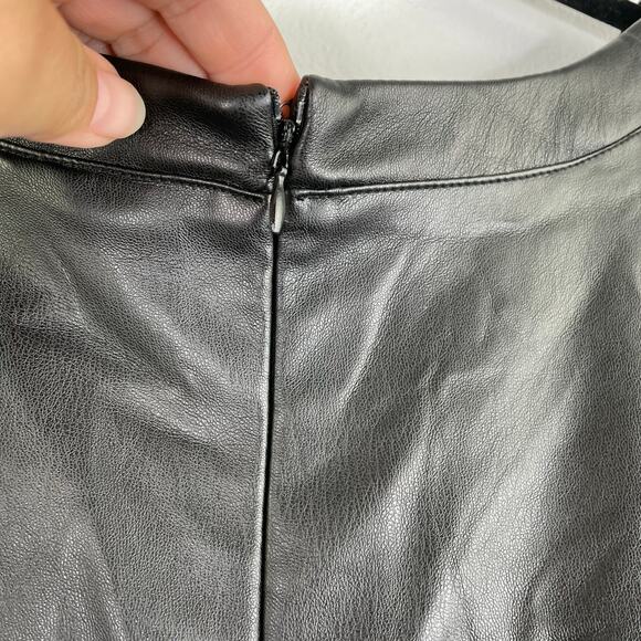 Ashley Stewart Black Peplum Faux Leather Long Sleeve Blouse Waist Tie Size 22/24 - Picture 6 of 15